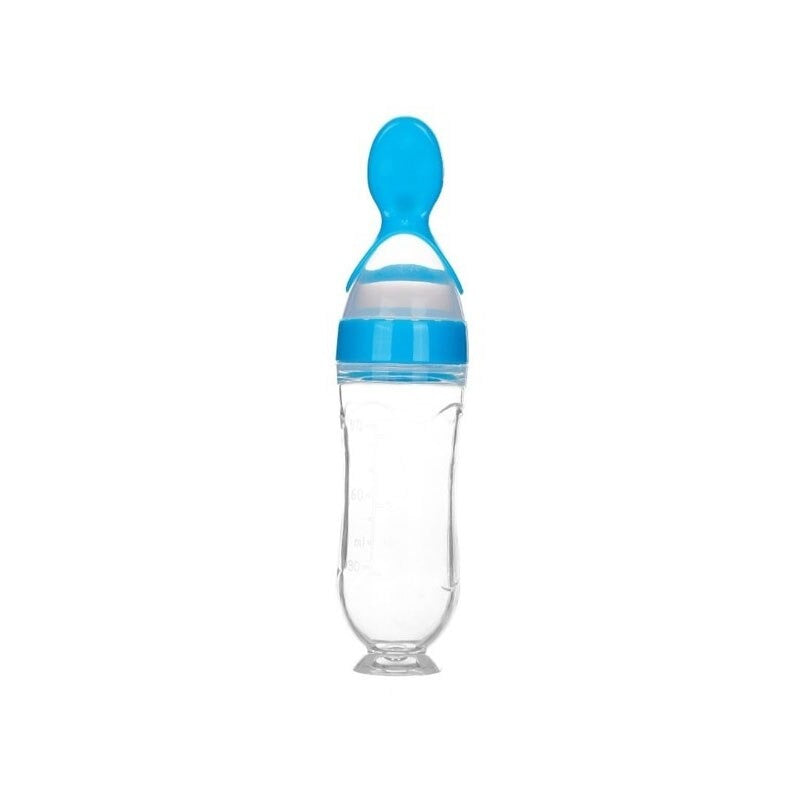 Baby Squeezing Feeding Bottle with Spoon - Blissful Bundle