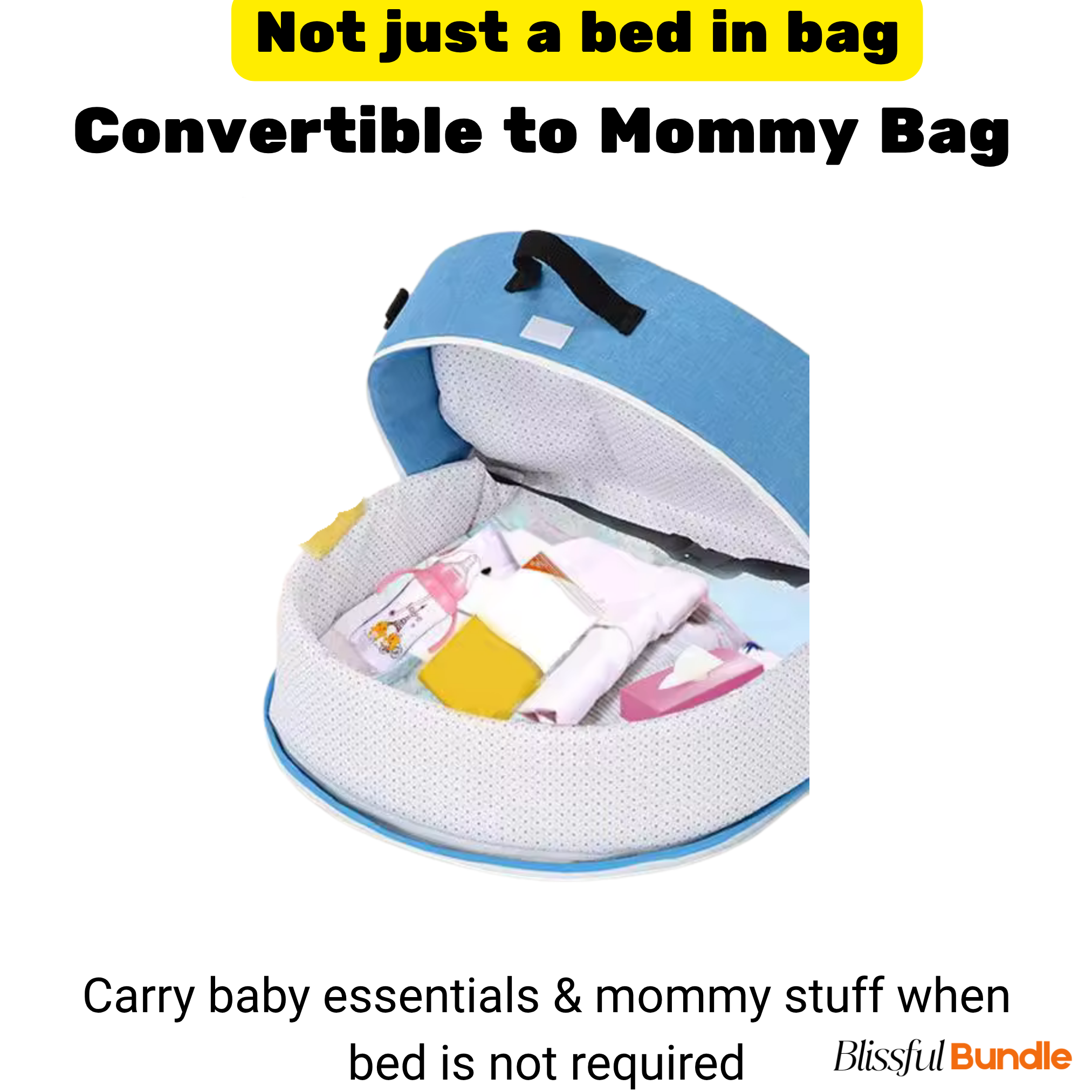 Multipurpose Foldable Baby Bed with Mosquito Net - Blissful Bundle