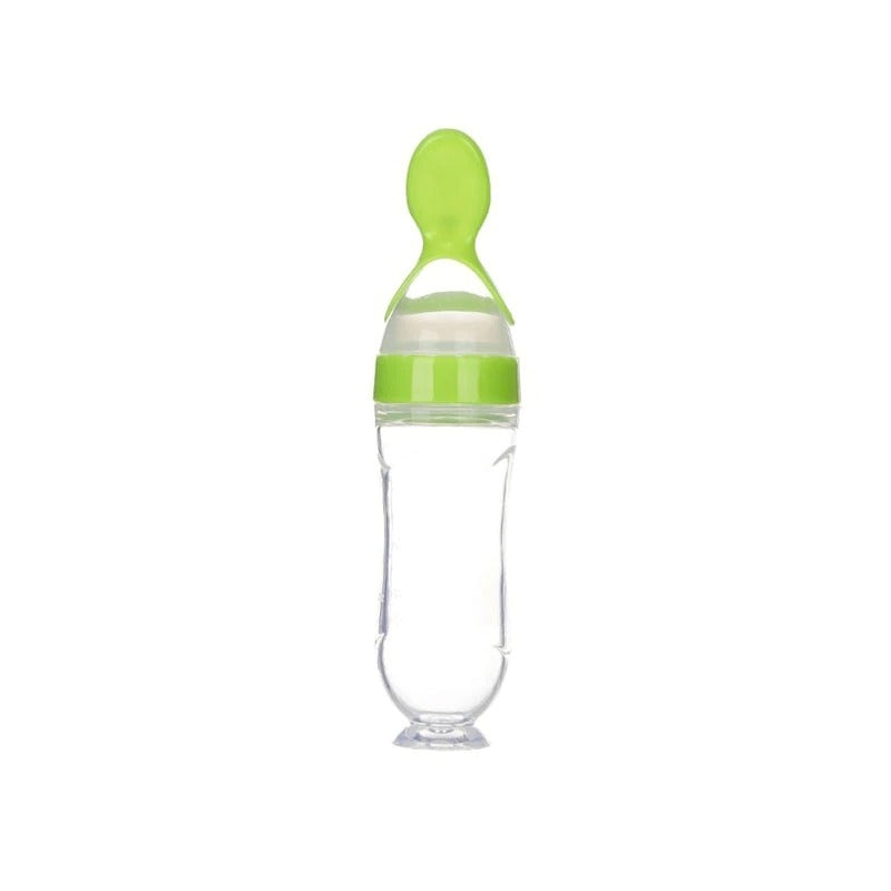 Baby Squeezing Feeding Bottle with Spoon - Blissful Bundle