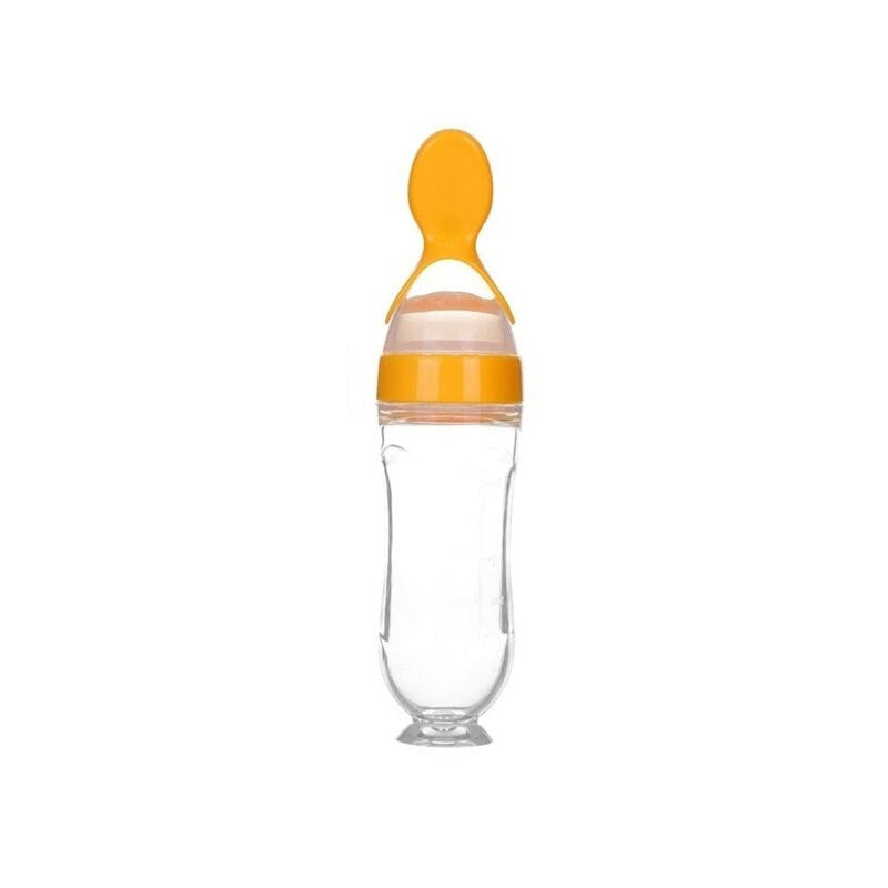 Baby Squeezing Feeding Bottle with Spoon - Blissful Bundle