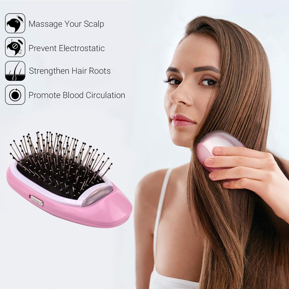 Portable Electric Ionic Styling Hairbrush - Blissful Bundle