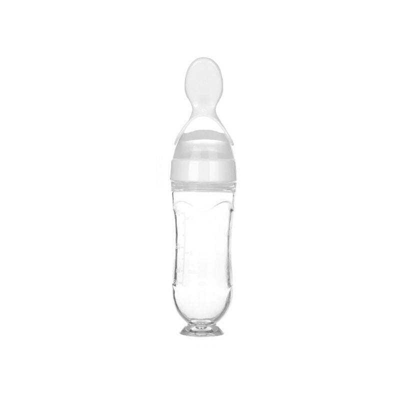 Baby Squeezing Feeding Bottle with Spoon - Blissful Bundle
