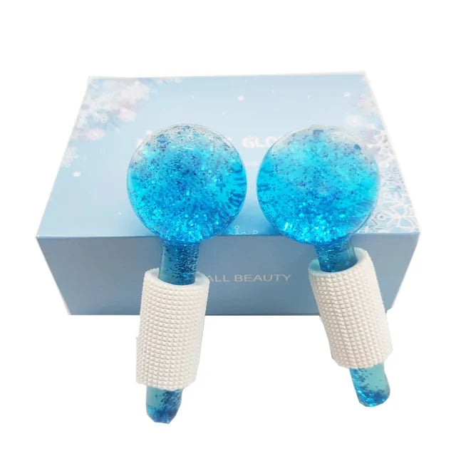 Facial Cooling Ice Globes – Crystal Ball Massager for Face & Neck | Reduce Puffiness, Soothe Skin & Tighten Pores - Blissful Bundle