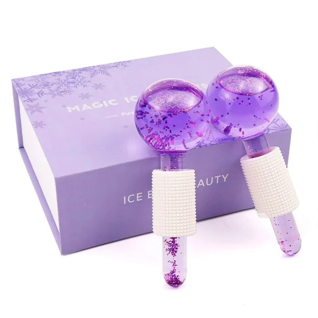 Facial Cooling Ice Globes – Crystal Ball Massager for Face & Neck | Reduce Puffiness, Soothe Skin & Tighten Pores - Blissful Bundle